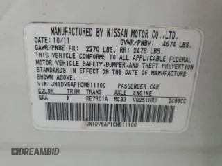 2012 Infiniti G25 Sedan Journey with VIN JN1DV6AP1CM811100, listed as a Copart auction lot 47370585 with 116,285 mi miles and Salvage Title. Bid and sale history available at carsss.com. Image 14.