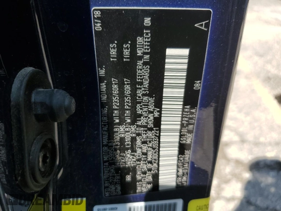 2018 Toyota Sienna LE Auto Access Seat with VIN 5TDKZ3DC5JS937221, listed as a Copart auction lot 59595765 with 118,790 mi miles and Salvage title. Bid and sale history available at DreamBid. Image 13.