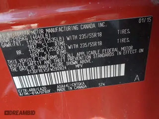 2015 Toyota RAV4 Limited with VIN 2T3DFREV5FW292824, listed as a IAAI auction lot 41759739 with 225,110 mi miles. Bid and sale history available at carsss.com. Image 9.