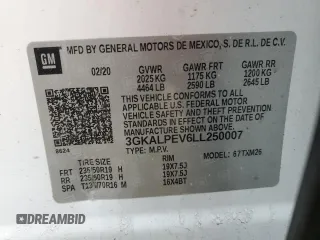 2020 GMC Terrain SLT with VIN 3GKALPEV6LL250007, listed as a Copart auction lot 45718435 with 101,516 mi miles and Salvage title. Bid and sale history available at DreamBid. Image 16.