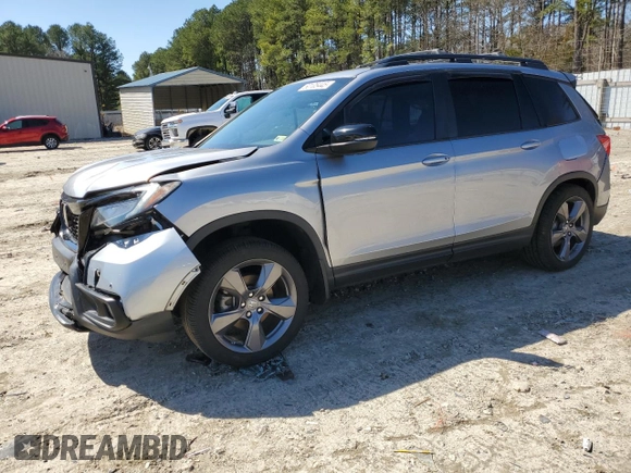 2021 Honda Passport Touring with VIN 5FNYF8H95MB014129, listed as a Copart auction lot 50105445 with 108,872 mi miles and Salvage Title. Bid and sale history available at carsss.com. Image 1.