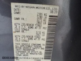 2020 Nissan Murano SV with VIN 5N1AZ2BS8LN166029, listed as a Copart auction lot 45992925 with 59,153 mi miles and Salvage Title. Bid and sale history available at carsss.com. Image 15.