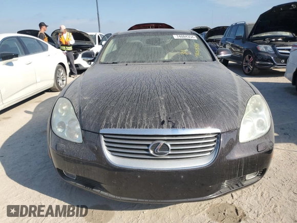 2002 Lexus SC 430 with VIN JTHFN48Y520034983, listed as a Copart auction lot 74084354 with 88,979 mi miles and Salvage Title. Bid and sale history available at DreamBid. Image 5.