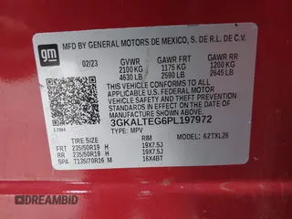 2023 GMC Terrain SLE with VIN 3GKALTEG6PL197972, listed as a IAAI auction lot 41468506 with Not Provided miles and . Bid and sale history available at carsss.com. Image 9.