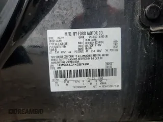 2022 Ford Explorer z VIN 1FM5K8AC1NGB74290, wystawiony jako Copart lot #61375415 z przebiegiem 35 030 mil mil oraz Szkoda całkowita • Salvage title. Historia ofert i sprzedaży dostępna na DreamBid. Obrazek 13.