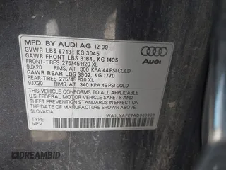 2010 Audi Q7 Premium Plus with VIN WA1LYAFE7AD003383, listed as a IAAI auction lot 41346755 with 264,576 mi miles and . Bid and sale history available at DreamBid. Image 9.