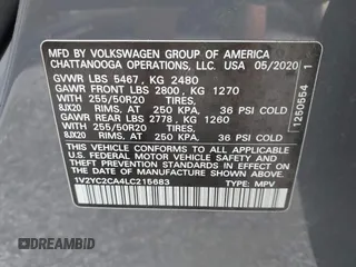 2020 Volkswagen Atlas с VIN 1V2YC2CA4LC215683, выставлен на аукционе IAAI как лот 42235522 с пробегом 53 189 миль миль и . История ставок и продаж доступна на DreamBid. Изображение 9.