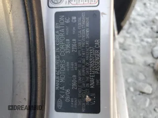 2006 Kia Spectra EX with VIN KNAFE121265371337, listed as a Copart auction lot 75682694 with 252,070 mi miles and Salvage Title. Bid and sale history available at carsss.com. Image 12.