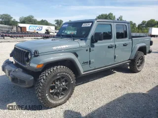 2024 Jeep Gladiator Willys с VIN 1C6HJTAG7RL119096, выставлен на аукционе Copart как лот 68356284 с пробегом 16 миль миль и Списание • Salvage title. История ставок и продаж доступна на DreamBid. Изображение 1.