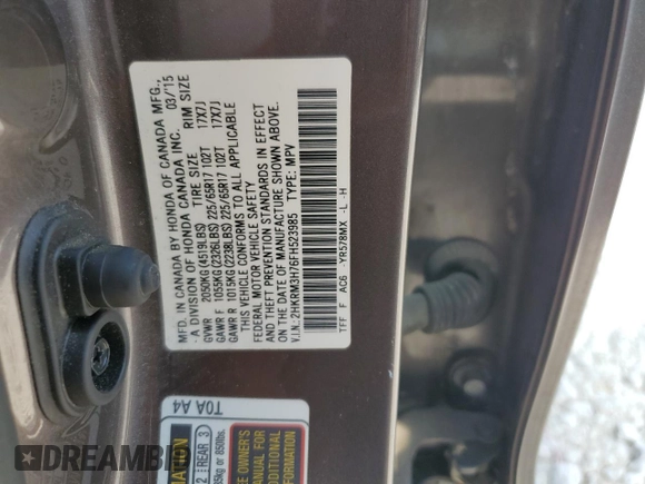 2015 Honda CR-V EX-L with VIN 2HKRM3H76FH523985, listed as a Copart auction lot 51596405 with 139,428 mi miles and Salvage Title. Bid and sale history available at carsss.com. Image 14.