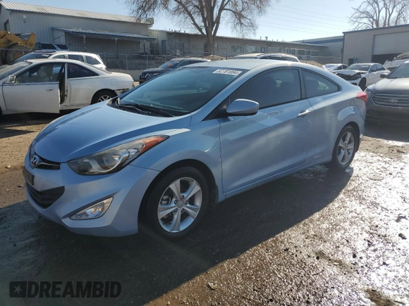 2013 Hyundai Elantra Coupe GS with VIN KMHDH6AE3DU009888, listed as a Copart auction lot 82781894 with 74,386 mi miles and Salvage Title. Bid and sale history available at carsss.com. Image 1.