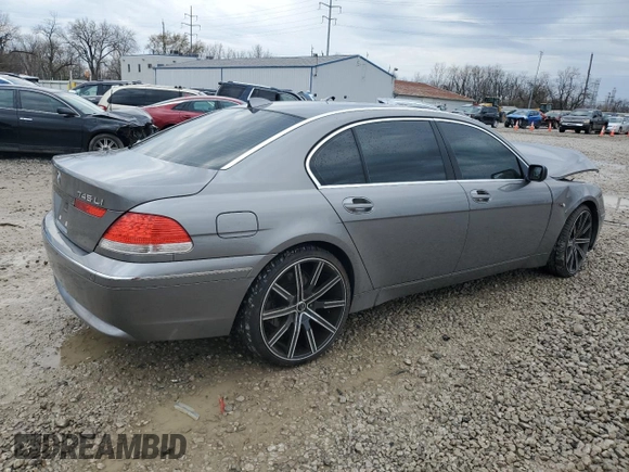 2005 BMW 7 Series 745Li with VIN WBAGN63515DS56509, listed as a Copart auction lot 51021155 with 0 mi miles and Salvage Title. Bid and sale history available at carsss.com. Image 3.