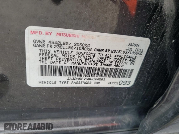 2011 Mitsubishi Lancer Evolution MR z VIN JA32W5FV6BU044263, wystawiony jako Copart lot #55415535 z przebiegiem 106 426 mil mil oraz Czysty tytuł • Clean title. Historia ofert i sprzedaży dostępna na DreamBid. Obrazek 12.