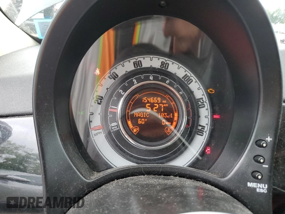 2012 FIAT 500 Pop with VIN 3C3CFFAR5CT382498, listed as a Copart auction lot 61175555 with 154,669 mi miles and Salvage title. Bid and sale history available at DreamBid. Image 9.