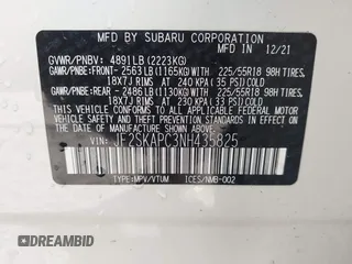 2022 Subaru Forester Limited with VIN JF2SKAPC3NH435825, listed as a IAAI auction lot 42080762 with 43,682 mi miles and . Bid and sale history available at DreamBid. Image 9.