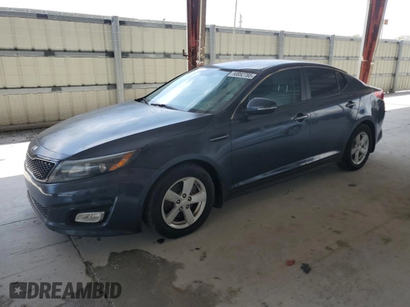 2015 Kia Optima LX with VIN KNAGM4A79F5604807, listed as a Copart auction lot 50052785 with 126,623 mi miles and Salvage Title. Bid and sale history available at DreamBid. Image 1.