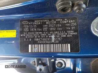 2015 Hyundai Accent GLS with VIN KMHCT4AE9FU882787, listed as a IAAI auction lot 42111570 with 98,119 mi miles. Bid and sale history available at carsss.com. Image 9.