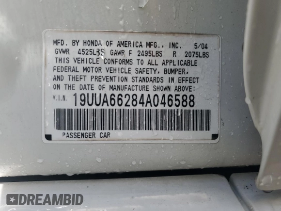 2004 Acura TL with VIN 19UUA66284A046588, listed as a Copart auction lot 47814095 with 152,355 mi miles and Salvage Title. Bid and sale history available at carsss.com. Image 12.