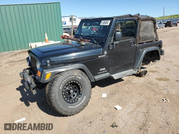 2004 Jeep Wrangler Sport with VIN 1J4FA49S04P751464, listed as a Copart auction lot 61686865 with Not provided miles and Salvage title. Bid and sale history available at DreamBid. Image 1.