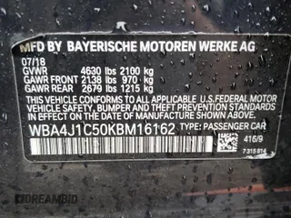 2019 BMW 4 Series 430i z VIN WBA4J1C50KBM16162, wystawiony jako Copart lot #84969694 z przebiegiem 75 188 mil mil oraz Czysty tytuł • Clean title. Historia ofert i sprzedaży dostępna na DreamBid. Obrazek 12.