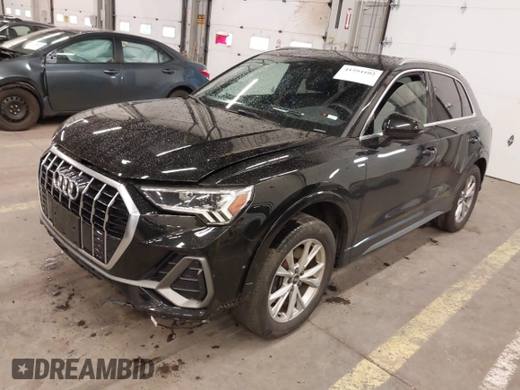 2021 Audi Q3 S line Premium Plus with VIN WA1EECF37M1071376, listed as a IAAI auction lot 41594102 with 22,564 mi miles. Bid and sale history available at carsss.com. Image 2.