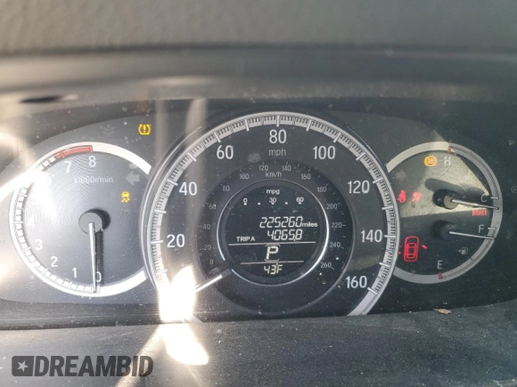 2016 Honda Accord Sedan LX with VIN 1HGCR2F31GA207017, listed as a Copart auction lot 46866595 with 225,260 mi miles and Salvage Title. Bid and sale history available at carsss.com. Image 9.