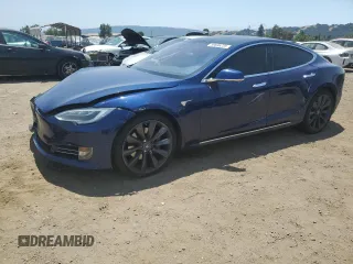 2018 Tesla Model S 75D with VIN 5YJSA1E25JF249743, listed as a Copart auction lot 59636235 with 101,275 mi miles and Salvage title. Bid and sale history available at DreamBid. Image 1.
