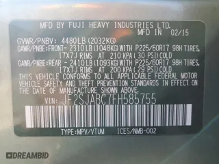 2015 Subaru Forester 2.5i with VIN JF2SJABC7FH585755, listed as a Copart auction lot 48711395 with 134,391 mi miles and Salvage Title. Bid and sale history available at carsss.com. Image 12.