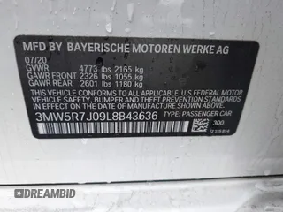 2020 BMW 3 Series 330i xDrive with VIN 3MW5R7J09L8B43636, listed as a IAAI auction lot 41924983 with 45,220 mi miles and . Bid and sale history available at DreamBid. Image 9.