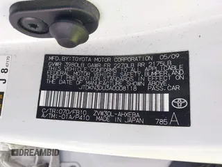2010 Toyota Prius II with VIN JTDKN3DU3A0008118, listed as a IAAI auction lot 42164958 with 192,188 mi miles and . Bid and sale history available at DreamBid. Image 9.