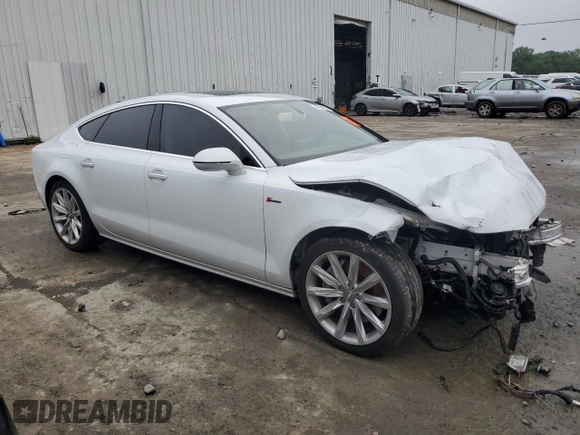 2015 Audi A7 Premium Plus with VIN WAUWGAFC2FN016867, listed as a Copart auction lot 57222335 with 86,014 mi miles and Salvage title. Bid and sale history available at DreamBid. Image 4.