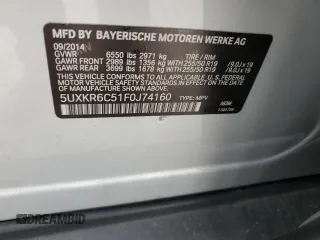 2015 BMW X5 xDrive50i with VIN 5UXKR6C51F0J74160, listed as a Copart auction lot 79337044 with 143,436 mi miles and Salvage title. Bid and sale history available at DreamBid. Image 15.