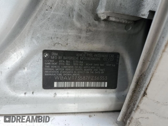 2007 BMW 3 Series 328xi z VIN WBAVT73587FZ36353, wystawiony jako Copart lot #85298474 z przebiegiem 96 375 mil mil oraz Szkoda całkowita • Salvage title. Historia ofert i sprzedaży dostępna na DreamBid. Obrazek 12.