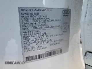 2013 Audi Q7 with VIN WA1VGCFE5DD008027, listed as a Copart auction lot 87247074 with Not provided miles and Clean title. Bid and sale history available at DreamBid. Image 13.