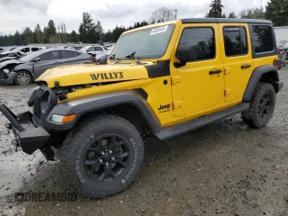 2021 Jeep Wrangler Unlimited Willys with VIN 1C4HJXDG5MW577822, listed as a Copart auction lot 48394495 with 72,557 mi miles and Salvage title. Bid and sale history available at DreamBid. Image 1.