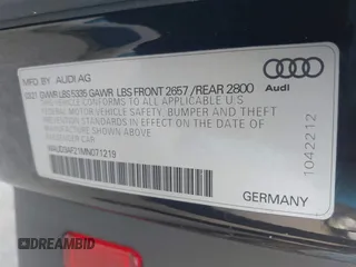 2021 Audi A6 Premium z VIN WAUD3AF21MN071219, wystawiony jako IAAI lot #42177199 z przebiegiem 72 789 mil mil oraz . Historia ofert i sprzedaży dostępna na DreamBid. Obrazek 9.