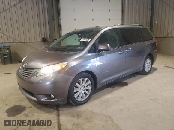 2011 Toyota Sienna XLE with VIN 5TDDK3DC7BS022224, listed as a Copart auction lot 53647105 with 168,291 mi miles and Salvage Title. Bid and sale history available at carsss.com. Image 1.
