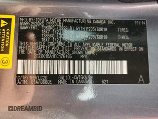 2015 Lexus RX 350 with VIN 2T2ZK1BA1FC176465, listed as a Copart auction lot 57111575 with Not provided miles and Salvage title. Bid and sale history available at DreamBid. Image 13.