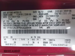 2013 Ford Escape Titanium with VIN 1FMCU9J97DUA29508, listed as a IAAI auction lot 42486296 with 118,537 mi miles and . Bid and sale history available at DreamBid. Image 9.