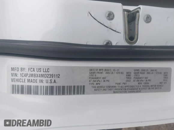 2021 Jeep Cherokee Trailhawk with VIN 1C4PJMBX4MD239112, listed as a IAAI auction lot 42271040 with 62,917 mi miles and . Bid and sale history available at DreamBid. Image 9.