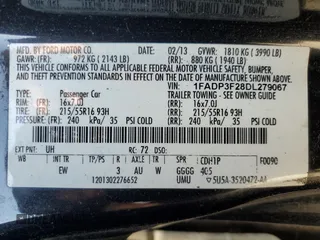 2013 Ford Focus SE с VIN 1FADP3F28DL279067, выставлен на аукционе Copart как лот 54717375 с пробегом 163 975 миль миль и Списание • Salvage title. История ставок и продаж доступна на DreamBid. Изображение 12.