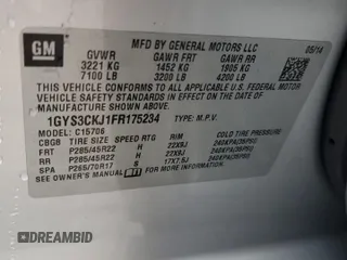 2015 Cadillac Escalade Premium z VIN 1GYS3CKJ1FR175234, wystawiony jako Copart lot #58785115 z przebiegiem 246 725 mil mil oraz Czysty tytuł • Clean title. Historia ofert i sprzedaży dostępna na DreamBid. Obrazek 13.