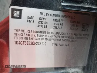 2012 Buick LaCrosse Premium 2 z VIN 1G4GF5E33CF273119, wystawiony jako IAAI lot #42255811 z przebiegiem 72 119 mil mil oraz . Historia ofert i sprzedaży dostępna na DreamBid. Obrazek 9.