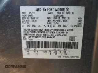2022 Ford Maverick XL z VIN 3FTTW8E32NRA84455, wystawiony jako Copart lot #54242435 z przebiegiem 50 670 mil mil oraz Szkoda całkowita • Salvage title. Historia ofert i sprzedaży dostępna na DreamBid. Obrazek 12.