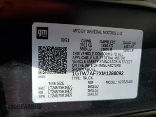 2021 GMC Savana Cargo z VIN 1GTW7AF7XM1288092, wystawiony jako Copart lot #39192523 z przebiegiem 7265 mil mil oraz . Historia ofert i sprzedaży dostępna na DreamBid. Obrazek 14.