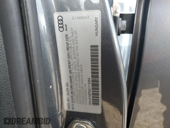 2016 Audi A3 Premium z VIN WAUA7GFFXG1114254, wystawiony jako Copart lot #54361435 z przebiegiem 101 879 mil mil oraz Szkoda całkowita • Salvage title. Historia ofert i sprzedaży dostępna na DreamBid. Obrazek 12.