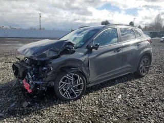 2023 Hyundai Kona N Line with VIN KM8K3CA31PU021562, listed as a Copart auction lot 47849535 with 12,428 mi miles and Salvage Title. Bid and sale history available at carsss.com. Image 1.