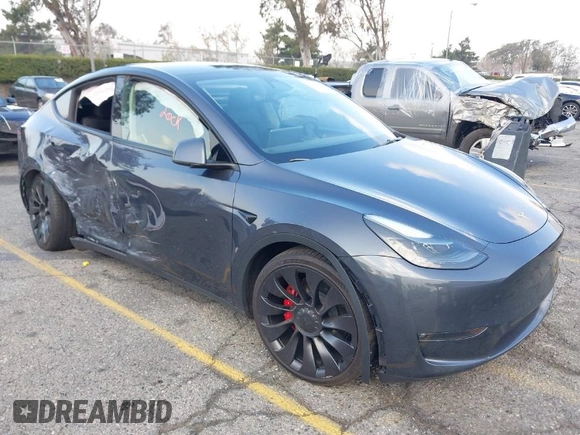 2023 Tesla Model Y Performance with VIN 7SAYGDEF6PF837174, listed as a IAAI auction lot 41436629 with 22,799 mi miles and . Bid and sale history available at DreamBid. Image 1.