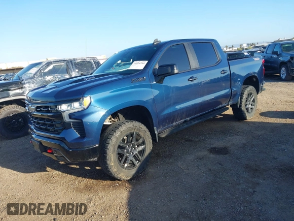 2023 Chevrolet Silverado 1500 LT Trail Boss with VIN 3GCUDFE8XPG152588, listed as a IAAI auction lot 41824795 with 21,903 mi miles and . Bid and sale history available at DreamBid. Image 2.