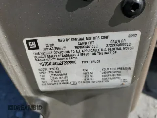 2002 GMC Sierra 1500HD SLE z VIN 1GTGK13U52F232896, wystawiony jako Copart lot #76999294 z przebiegiem Nie podano mil oraz Szkoda całkowita • Salvage title. Historia ofert i sprzedaży dostępna na DreamBid. Obrazek 12.